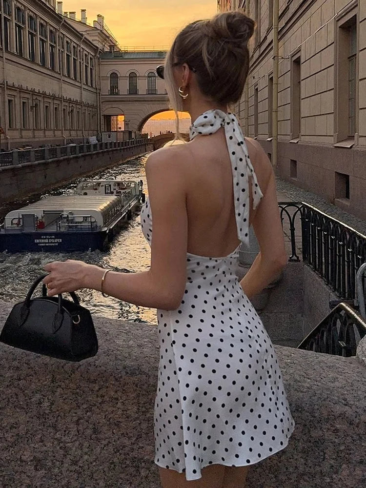 Polka Dot Elegant Off-Shoulder Mini Dress